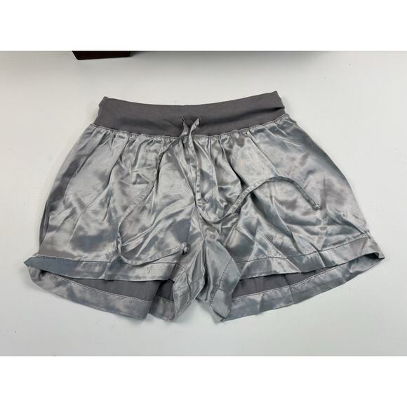 PJ Harlow Mikel Satin Boxer Lounge Shorts Morning Blue XS USA Made Womens Pajama - Picture 1 of 9